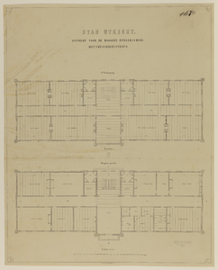 217557 Plattegronden van de eerste verdieping en de begane grond van de nieuwe Rijks Hogere Burgerschool (Rijks HBS, ...